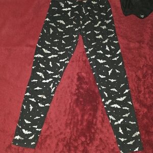 Black Bat Print Leggings